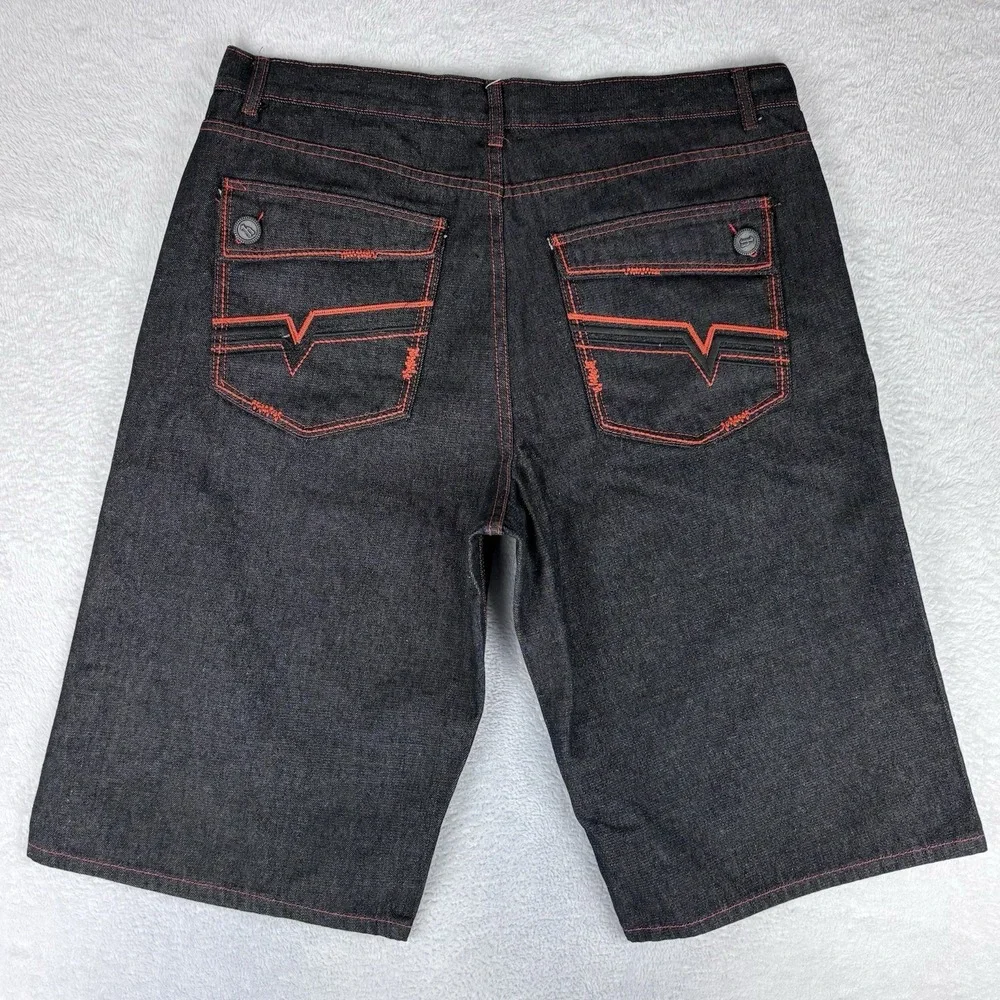 Hova Jeans Men's Black Bermuda Jean Shorts Size 42 Vintage Y2K Grunge‎